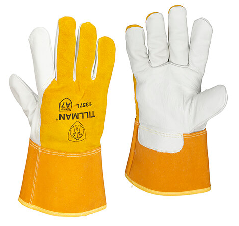 1357 Premium Side Split Cowhide Stick Welding Gloves, Heat Resistor Triple Layer Lined