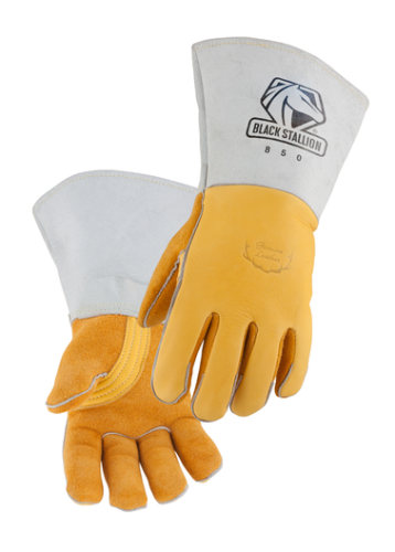 Premium Grain Elkskin Stick Gloves with Nomax Lined Black/Gold