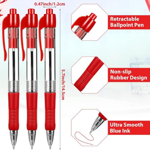 BULK  RED RETRACTABLE BALLPOINT PENS