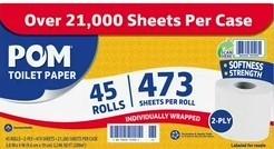POM 2-Ply Toilet Paper 45 rolls, 473 sheets/roll