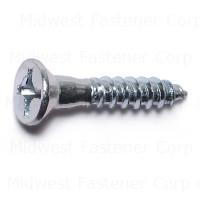 #12 x 1-1/4" Zinc Plated Steel Phillips Flat Head Wood Screw