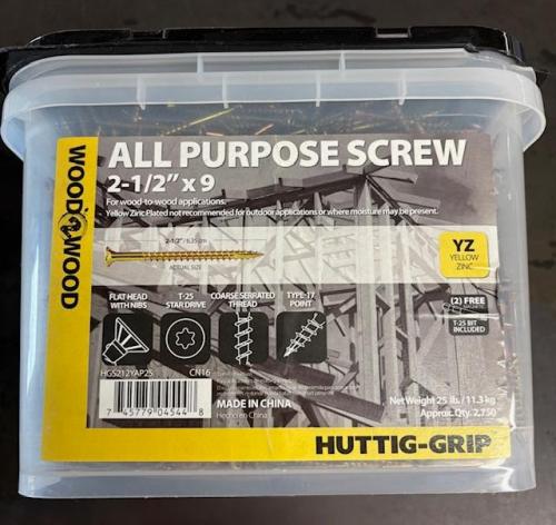 SCREW ALL PURPOSE YELLOW 2-1/2" TORX 25LB