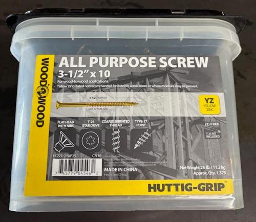 SCREW ALL PURPOSE YELLOW 3 1/2" TORX 25LB
