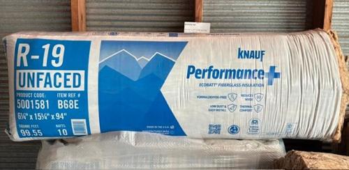 R-19 6"x15" UNFACED F-G INSULATION 99.55SQ.FT BATTS