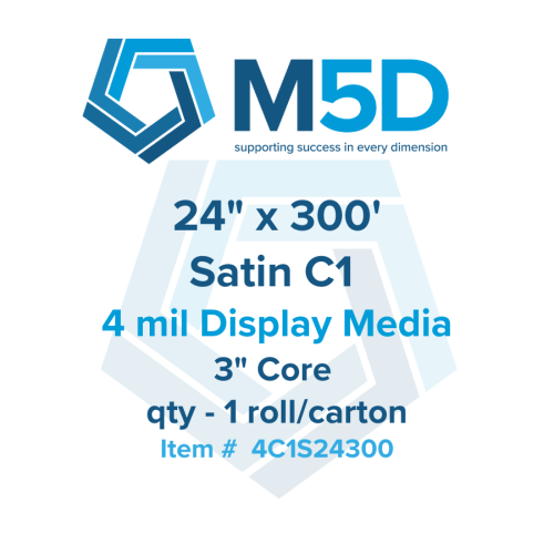 24" x 300' - 4C1S -  4 mil Satin C1 Paper Display Media. 3" Core. 1 roll