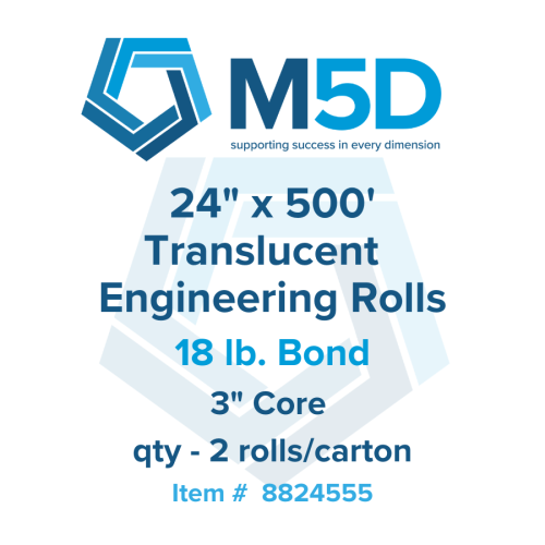 24" x 500' - 18lb Inkjet Translucent Bond.  2 Rolls per Carton.