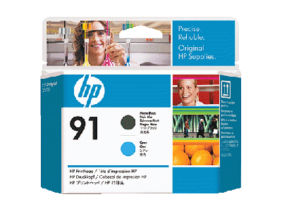 HP DesignJet 91 Matte Black/Cyan Printhead.