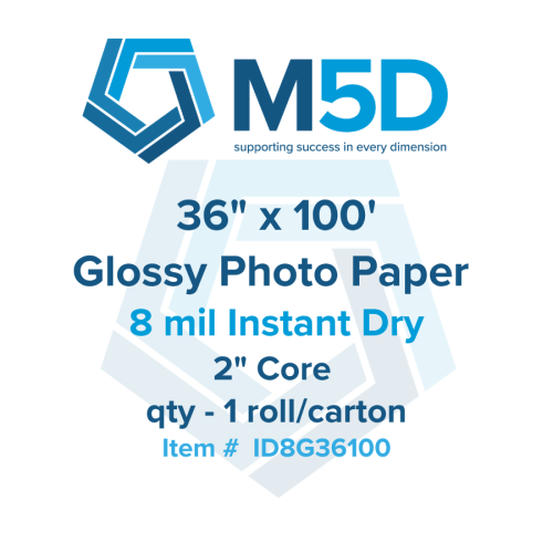 36" x 100' - ID8G - 8mil Instant Dry Glossy Photopaper - 2" Core, 1 Roll