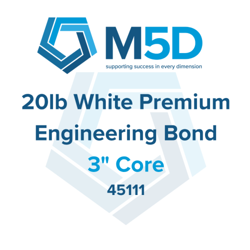 20lb White Premium Engineering Bond Paper. Untaped 3" Core