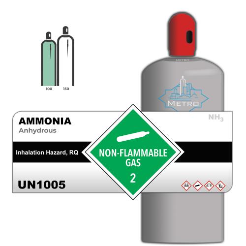 Anhydrous Ammonia, 100, Anhydrous, 100 lbs, Steel (S), CGA 705
