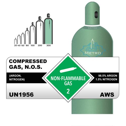 98.5% Argon, 1.5% Nitrogen, 300, Industrial, 301.50, Steel (S), (C) - CGA 580