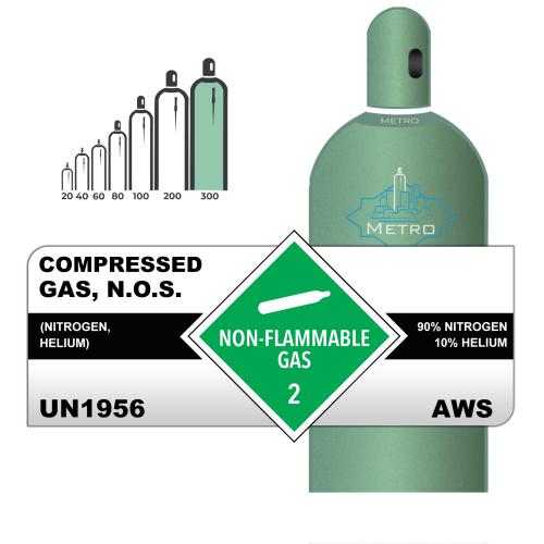 90% Nitrogen, 10% Helium, 300, Industrial, 274.60 ft3, Steel (S), (C) - CGA 580