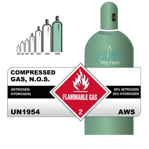 65% Nitrogen, 35% Hydrogen, 300, Industrial, 279.20 ft3, Steel (S), CGA 350