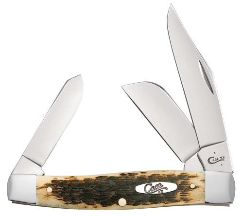 Case Lg Stockman Amber Bone Peach Seed Jig (6375Cv)