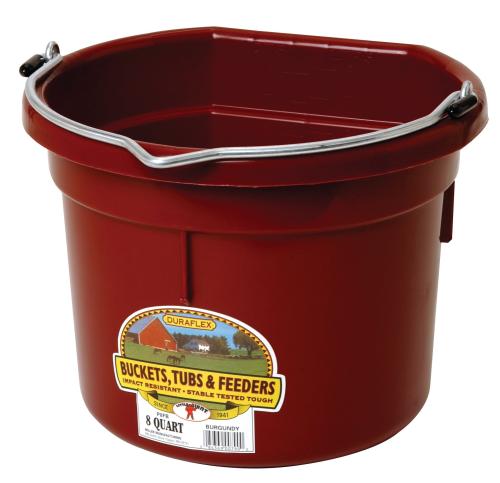 Bucket  Flat Back Burgundy 8 Qt