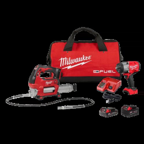 Milwaukee M18 Fuel 1/2" Ht Impact Wrench And Grease Gun Kit