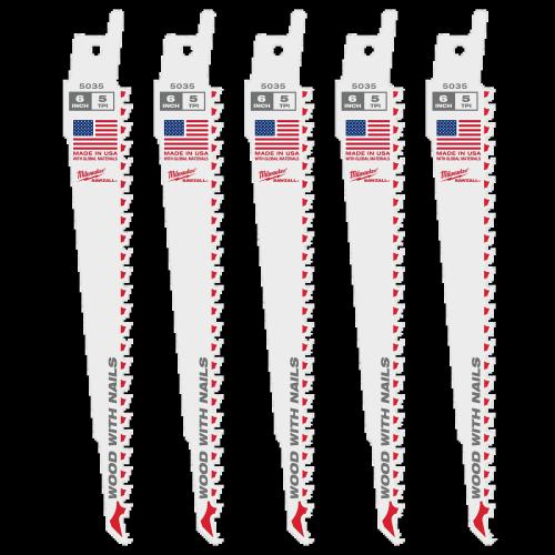 Milwaukee 5Tpi 6" Sawzall Bl Wood 5Pk