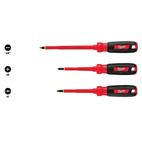 Milwaukee 1000V Insulated Scrwdvr 3Pk