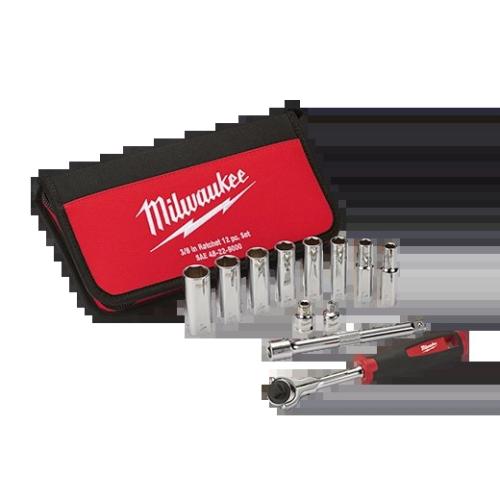 Milwaukee Sae Socket Set 12Pc Non Roll
