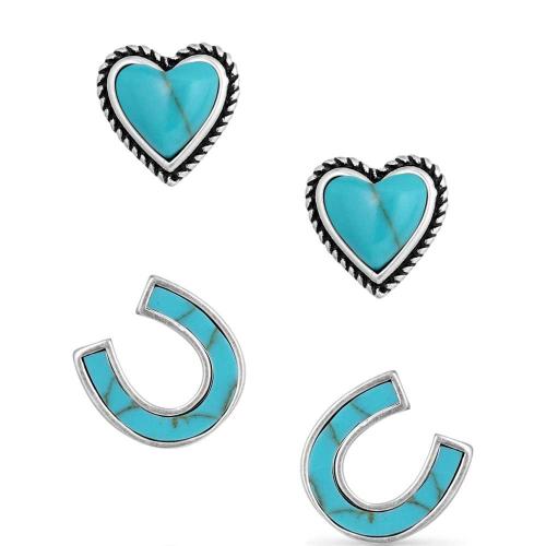 Turquoise Heart & Horseshoe Earrings