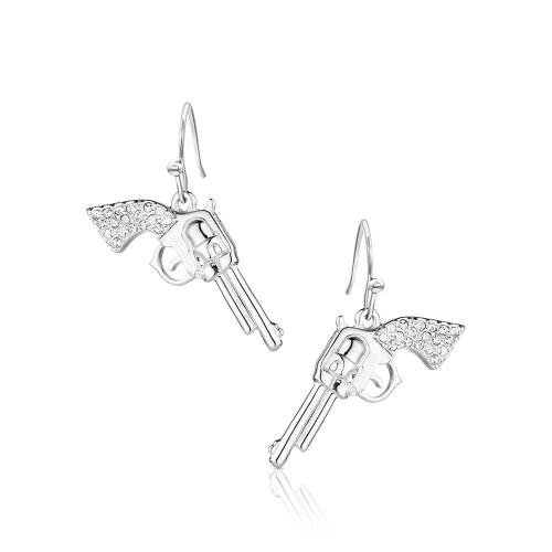 Cowgirl Pistols Rhinestone Hand Drop Earrings