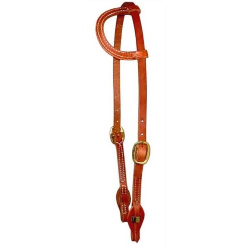 Berlin Leather Headstall Sliding One Ear W/Qk Ch