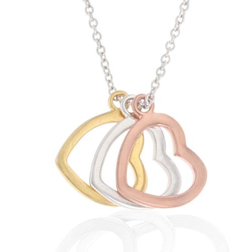 Trio Heart Shadow Charm Necklace