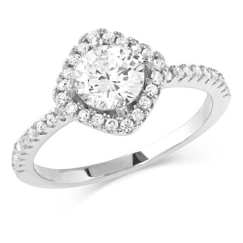 Squarely Perfect Haloed Ring Sz 6