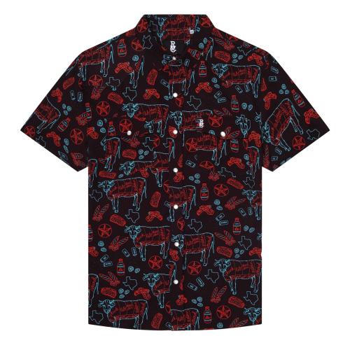 Tx Bbq Nights Pearl Snap Shirt M