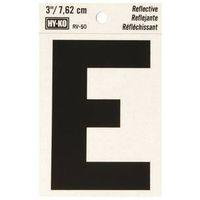 LETTER E  3" #RV-50 REFLECTIVE BLACK