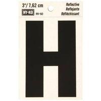 LETTER H  3" #RV-50 REFLECTIVE BLACK