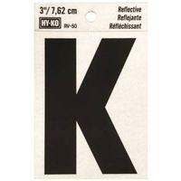 LETTER K  3" #RV-50 REFLECTIVE BLACK