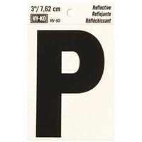 LETTER P  3" #RV-50 REFLECTIVE BLACK
