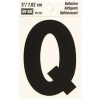 LETTER Q  3" #RV-50 REFLECTIVE BLACK
