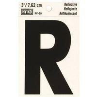 LETTER R  3" #RV-50 REFLECTIVE BLACK