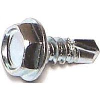 Midwest Fastener 03287 Screw, #10 Thread, 1/2 in L, Coarse Thread, Hex Drive, Self-Drilling Point, Steel, Zinc, 100 PK