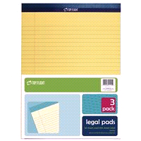 LEGAL PAD 3/PKG 8.5X11 YL TMID-0510 