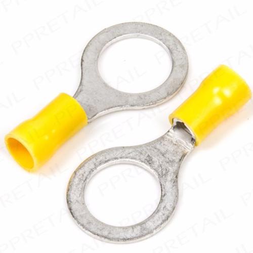 CONNECTOR  4GA. YL INS 1/4" RING BB LUG 