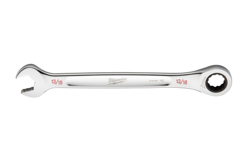 Milwaukee 45-96-9226 Ratcheting Combination Wrench, SAE, 13/16 in Head, 11.1 in L, 12-Point, Steel, Chrome