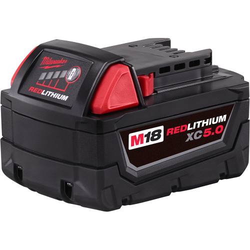 Milwaukee M18 REDLITHIUM 48-11-1850 Rechargeable Battery Pack, 18 V Battery, 5 Ah, 105 min Charging