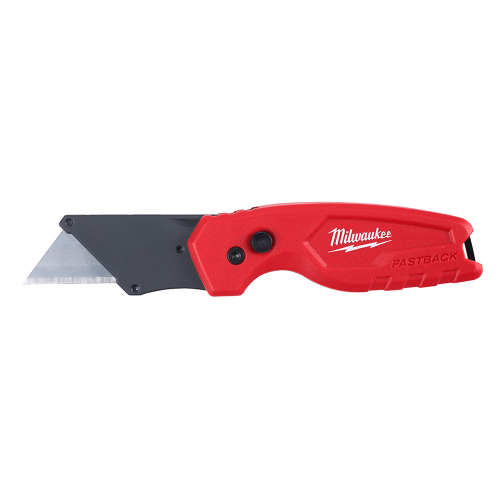 Milwaukee FASTBACK 48-22-1500 Compact Utility Knife, 1.27 in L Blade, 0.02 in W Blade, Steel Blade, 1-Blade, Red Handle