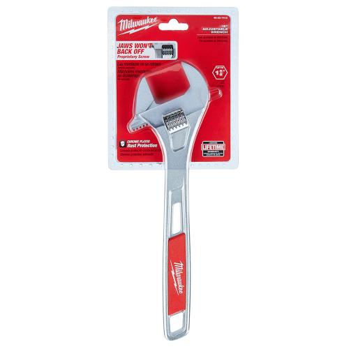 Milwaukee 48-22-7412 Adjustable Wrench, 12 in OAL, 1-5/8 in Jaw, Steel, Chrome, Ergonomic Handle