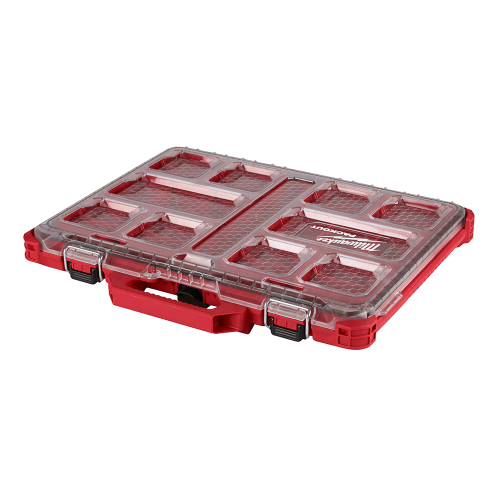 Milwaukee PACKOUT 48-22-8431 Organizer, 39 cu-in, 19.7 in L, 16.3 in W, 2-1/2 in H, 10-Compartment, Plastic, Red