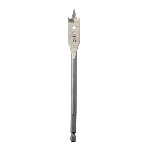 Milwaukee 48-27-0561 Boring Bit, 9/16 in Dia, 6 in OAL, Flat Flute, 1/4 in Dia Shank, Hex Shank