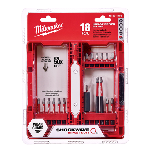 Milwaukee SHOCKWAVE Impact Duty 48-32-4403 Driver Bit Set, 18-Piece, All-Purpose, Steel