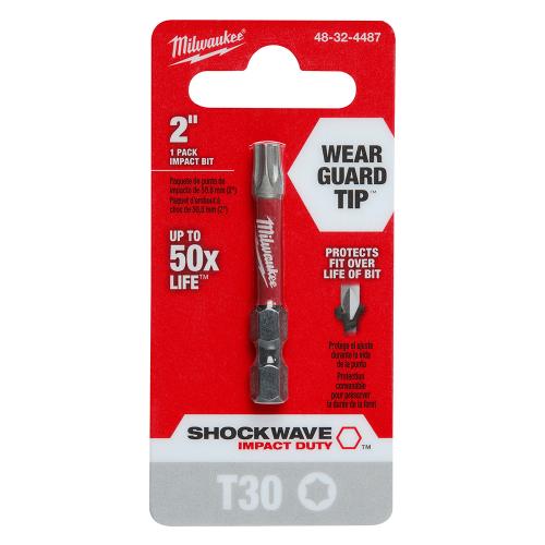 Milwaukee SHOCKWAVE Impact Torx 48-32-4487 Power Bit, T30 Drive, Torx Drive, 1/4 in Shank, Hex Shank, 2 in L