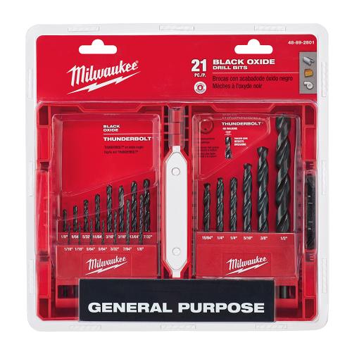 Milwaukee Thunderbolt 48-89-2801 Drill Bit Set, 21-Piece, Steel, Black Oxide