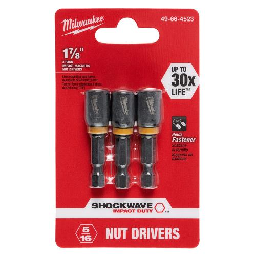 Milwaukee 49-66-4523 Nut Driver, 5/16 in Drive, 1-7/8 in L, 1/4 in L Shank, Hex Shank, 3/PK