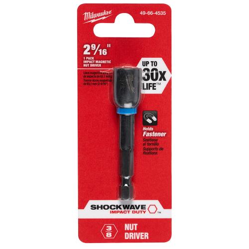 Milwaukee 49-66-4535 Nut Driver, 3/8 in Drive, 2-9/16 in L, 1/4 in L Shank, Hex Shank