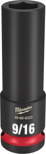Milwaukee SHOCKWAVE Impact Duty Series 49-66-6223 Deep Impact Socket, 9/16 in Socket, 1/2 in Drive, Square Drive